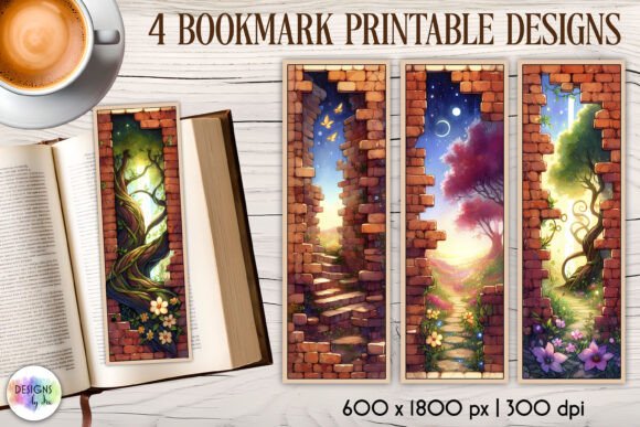 3D Broken Wall Fantasy Bookmarks Design Graphics and Illustrations