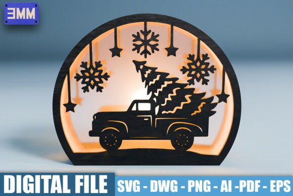 3D Christmas Truck Lantern Laser Cut Fil