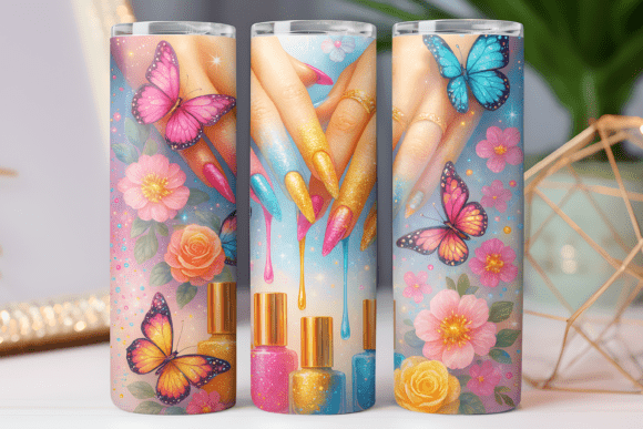 3d Nail Art Tumbler Wrap 20oz Design Png Graphics and Tumbler Wraps