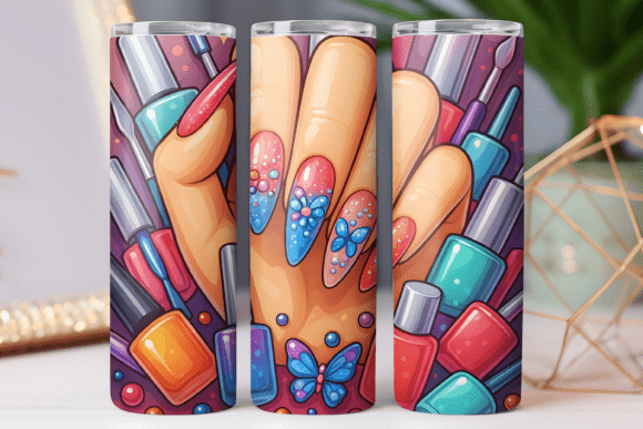 3d Nail Art Tumbler Wrap 20oz Png Art