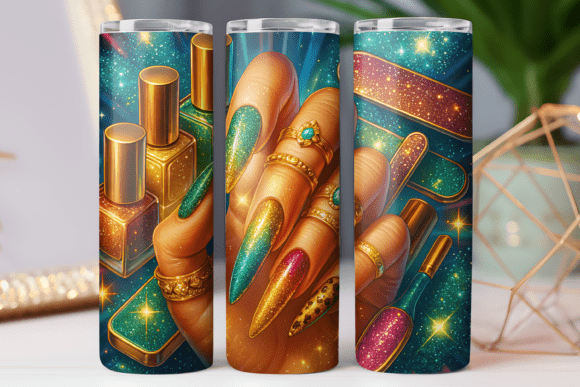 3d Nail Art Tumbler Wrap Design Png 20oz Graphics