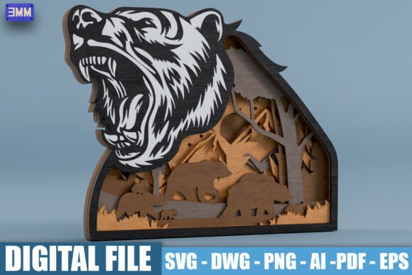 3D Roaring Bear Sign SVG DXF: Laser Cutting and Stands Review