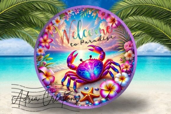 3D Sea Crab Welcome Sign Design Graphics for Crafts