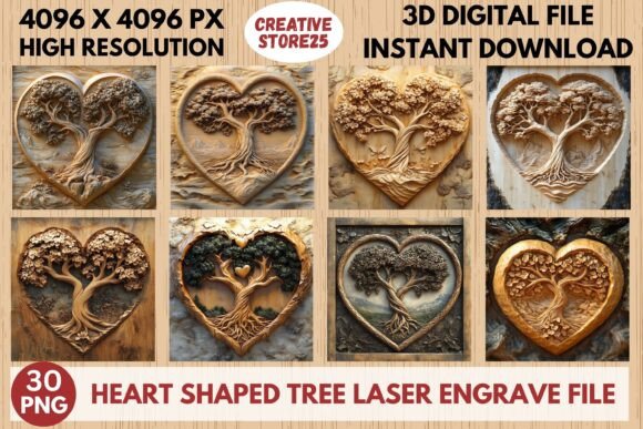 Heart Shaped Tree Laser Engrave File: Graphics for Laser Engraving