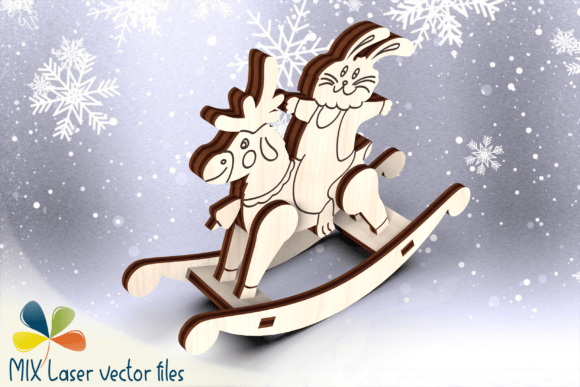 Laser Cut Rocking Toy Bunny Deer: A Winter Amp Asset for Editorial Design