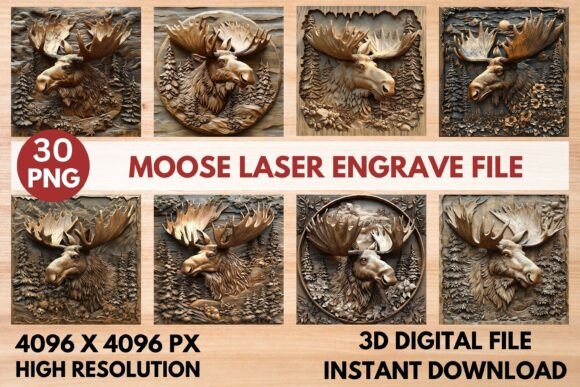 Moose Laser Engrave File Graphics for Laser Engraving