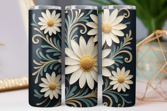 Paper Floral Tumbler Wrap Design Png Art Graphics